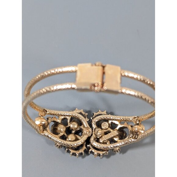 Vintage Sarah Coventry Austrian Lites Bracelet Purple Green Rhinestone Clamper 6 - Picture 6 of 10